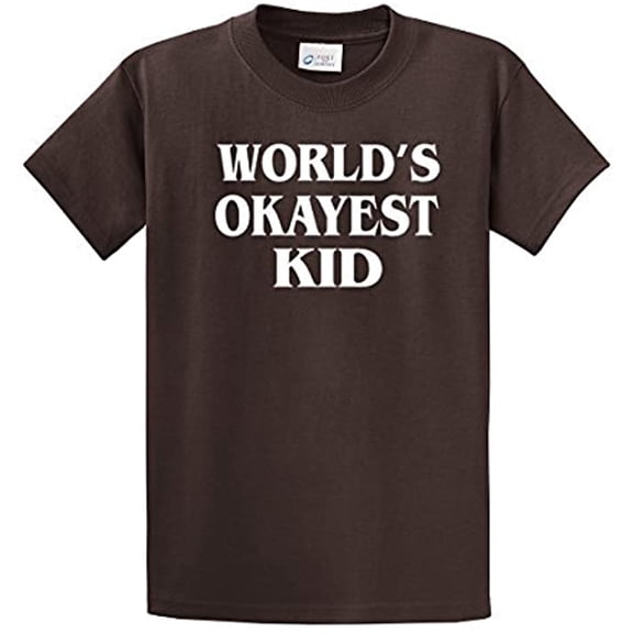 World's Okayest Kid T Shirt Funny Youth Short Sleeve T-shirt-Brown-yl