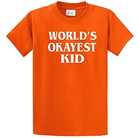World's Okayest Kid T Shirt Funny Youth Short Sleeve T-shirt-Orange-yl