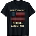 thumbnail image 1 of World's Okayest Medical Assistant American Flag T-Shirt, 1 of 4