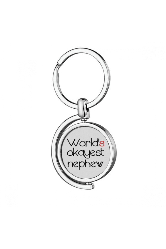World's Okayest Nephew Best Quote Rotating Keychain Metal Keyring Holder