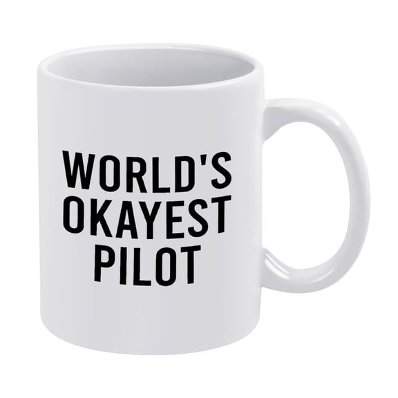 World's Okayest Pilot Mug,11oz, Funny Coffee Cup for Airline Crew, Captain, Steward Or Flight Attendant