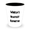 thumbnail image 1 of World's Okayest Reporter Shot Glass, Reporter Ceramic Cup, Fun For Reporter, 1 of 1
