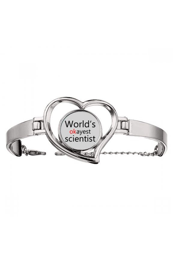 World's Okayest Scientist Best Quote Bracelet Heart Jewelry Wire Bangle