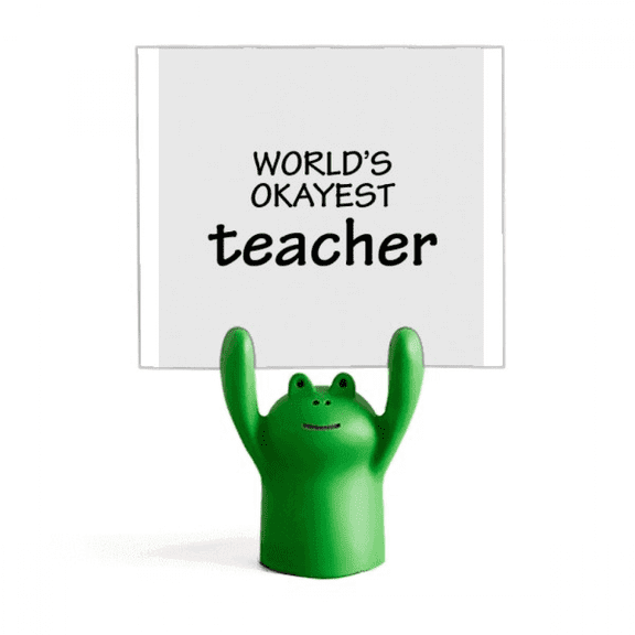 World's Okayest Teacher Best Quote Memo Holder Cartoon Animal Frog Stand Decoration