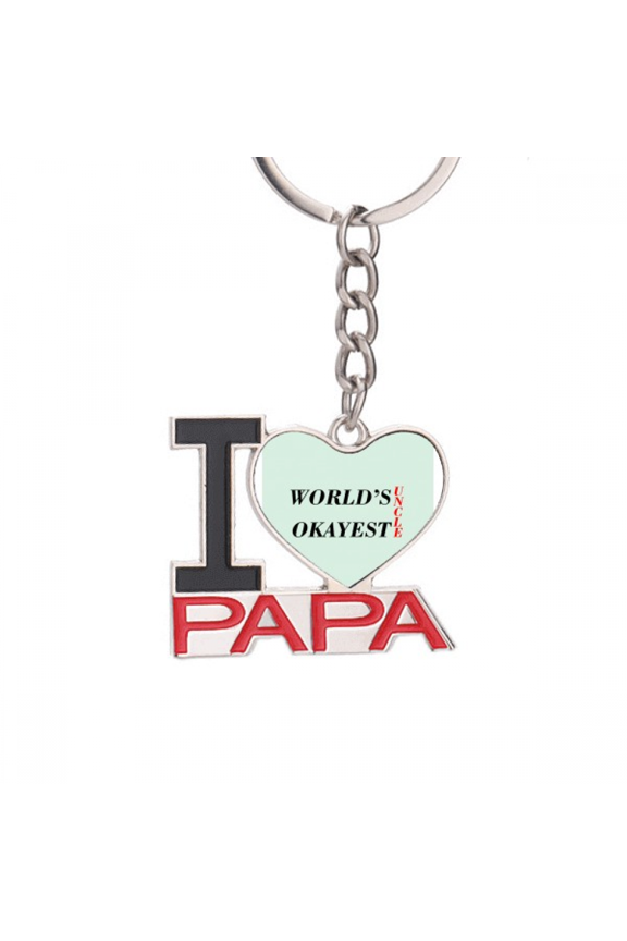 World's Okayest Uncle Best Quote Keychain Metal Keyring Holder Love PAPA Father