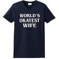 thumbnail image 1 of World's Okayest Wife T Shirt Funny Marriage Short Sleeve T-shirt-Navy-Medium, 1 of 4
