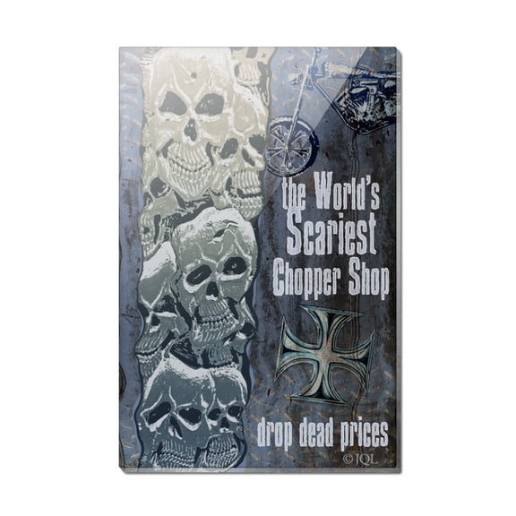 World's Scariest Chopper Shop Drop Dead Prices Biker Rectangle Acrylic Fridge Refrigerator Magnet