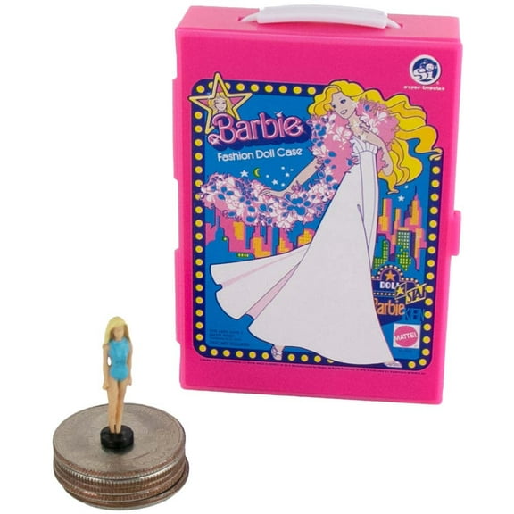 Worlds Smallest Barbie Fashion Case Mini Collectible with Two Micro Dolls Portable Barbie Toy for Kids and Collectors