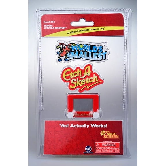 World's Smallest Etch A Sketch, Miniature Drawing Toy for Kids and Adults, Classic Red Design