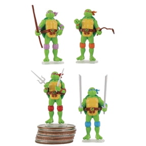 World's Smallest Teenage Mutant Ninja Turtles Leonardo, Michelangelo, Donatello & Raphael Set of 4 Micro Figures (World's Coolest)