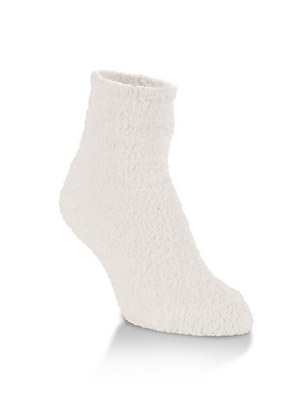 Spa Collection Vanilla White Super Soft Quarter Socks One Size
