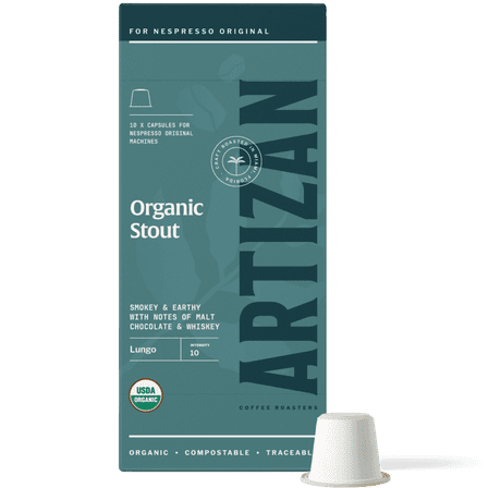 World's Strongest Coffee Stout Espresso Blend Nespresso Compatible Capsules USDA Certified Organic 40 Pods