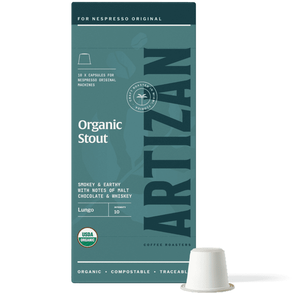 World's Strongest Coffee Stout Espresso Blend Nespresso Compatible Capsules USDA Certified Organic 40 Pods