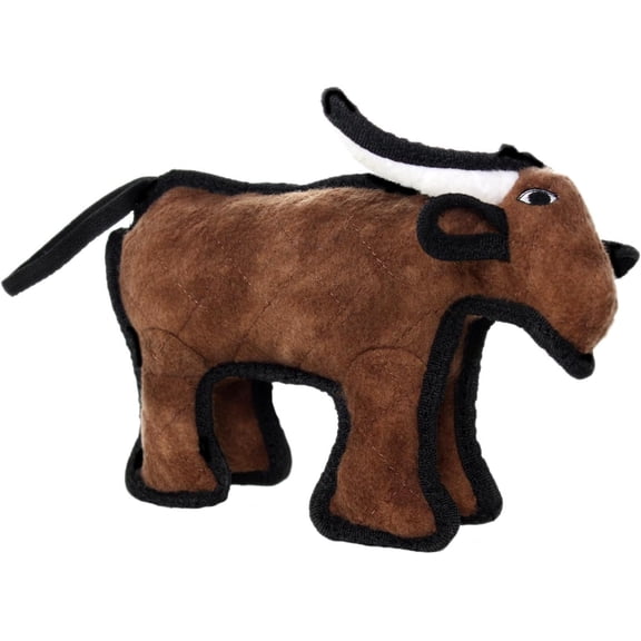 World's Tuffest Soft Dog Toy - Barnyard Junior Bull - Multiple Layers. Made Durable, Strong & Tough. Interactive Play (Tug, Toss & Fetch). Machine Washable & Floats