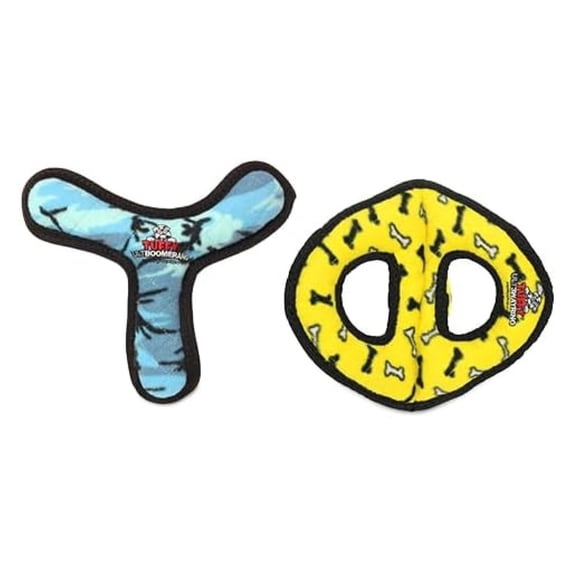 - World's Tuffest Soft Dog Toy-Ultimate 3Way Ring & Boomerang- Combo Pack -Squeakers - Made Durable, Strong & Tough. Interactive Play (Tug, Toss & Fetch). Machine Washable & Floats