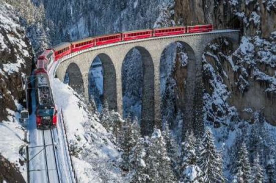 WorldS Top Train - Bernina Express Canvas Art - Roberto Sysa Moiola (12 x 18)