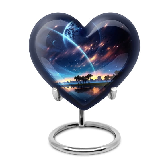 Worlds Align Horizon Urn For Human Ashes Adult Male - Heart Small Urn for Adult Female Memories - Heart Cremation Urn for Humans - Cremation Urn (3inch,1Pcs)