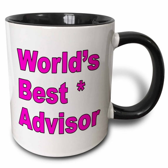 3drose, Worlds Best Advisor. Pink., 11oz Two-tone Black Mug