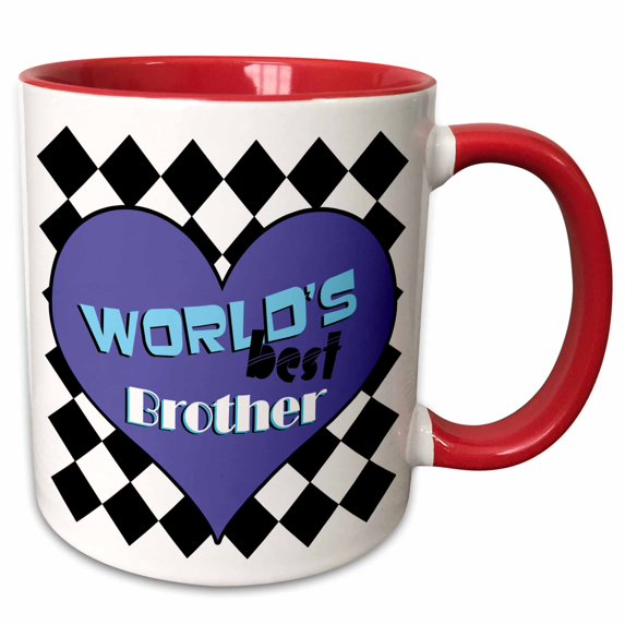 3drose, Worlds Best Brother, 11oz Two-tone Red Mug