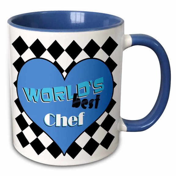 3drose, Worlds Best Chef - Blue, 11oz Two-tone Blue Mug