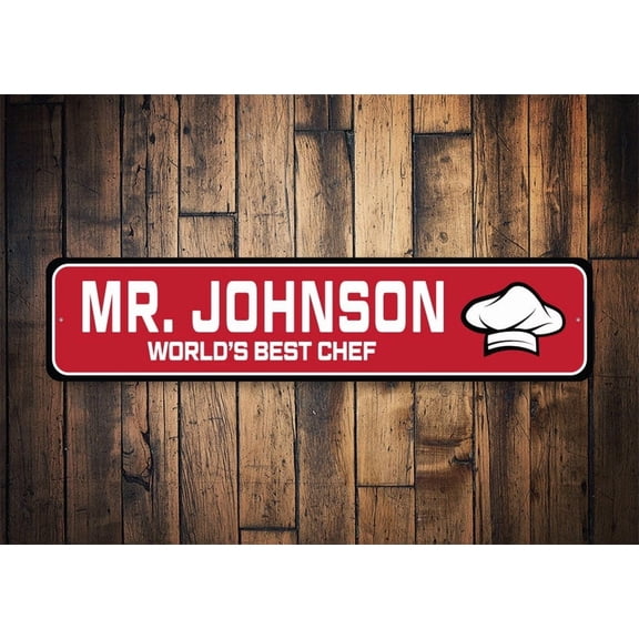 Worlds Best Chef Sign Custom Chef Sign Cooking Chef Gift Chefs Kitchen Decor Expert Chef Gift Chefs Hat Decor Custom Metal Chef Sign - Size: 16 x 4 Inches