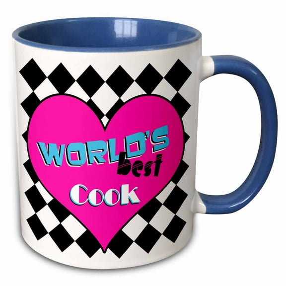 3drose, Worlds Best Cook - Pink, 15oz Two-tone Blue Mug