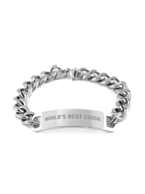 Worlds Best Cousin Bracelet Stainless Steel Cuban Link Bracelet Him Men