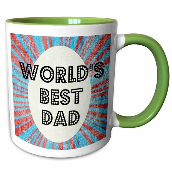 3drose, Worlds Best Dad Stripes - Fathers Day - Art, 15oz Two-tone Green Mug