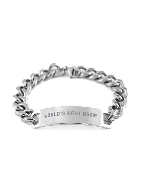 Worlds Best Daddy Bracelet Stainless Steel Cuban Link Bracelet Him Men