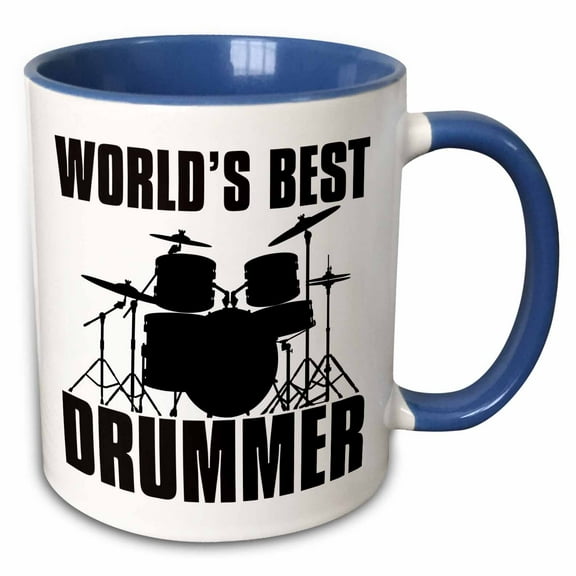3drose, Worlds Best Drummer, 15oz Two-tone Blue Mug