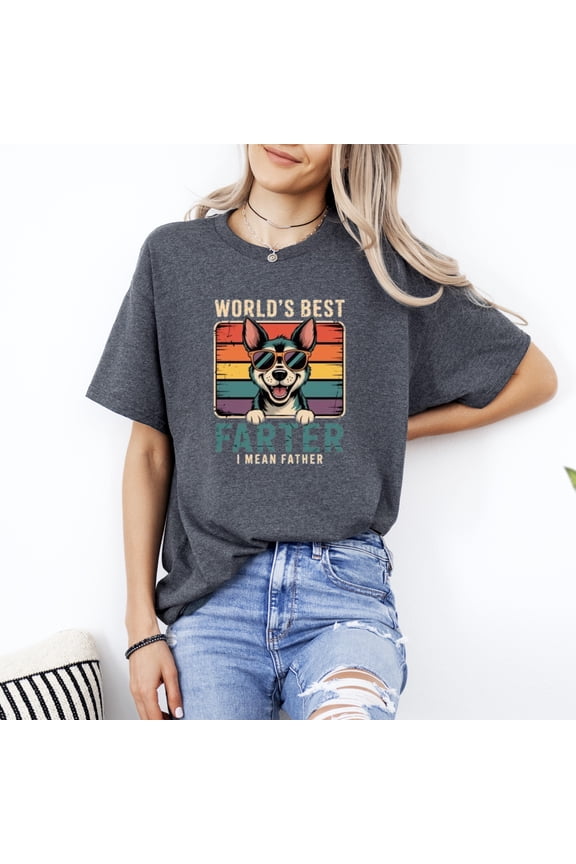 Worlds Best Farter I Mean Father Dad Dog Funny Pet Joke T-Shirt, for men & women, up to size 5XL