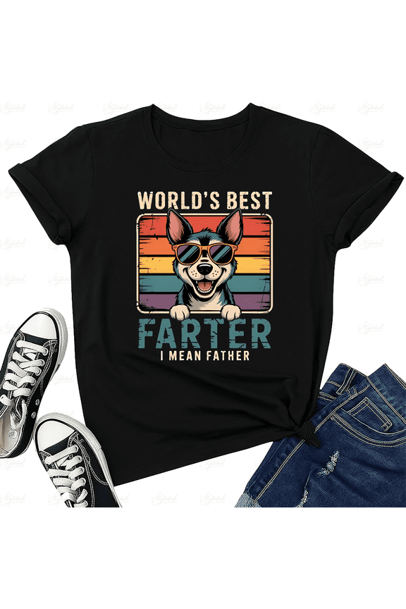 Worlds Best Farter I Mean Father Dad Dog Funny Pet Joke Unisex T-Shirt V12001, up to size 5XL