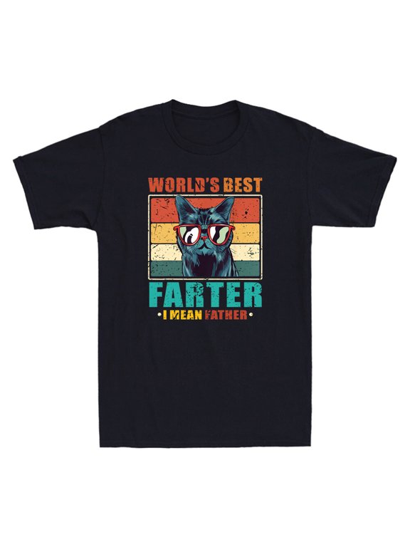 Worlds Best Farter I Mean Father Funny Cat Meme Dad Quote Vintage Men's T-Shirt