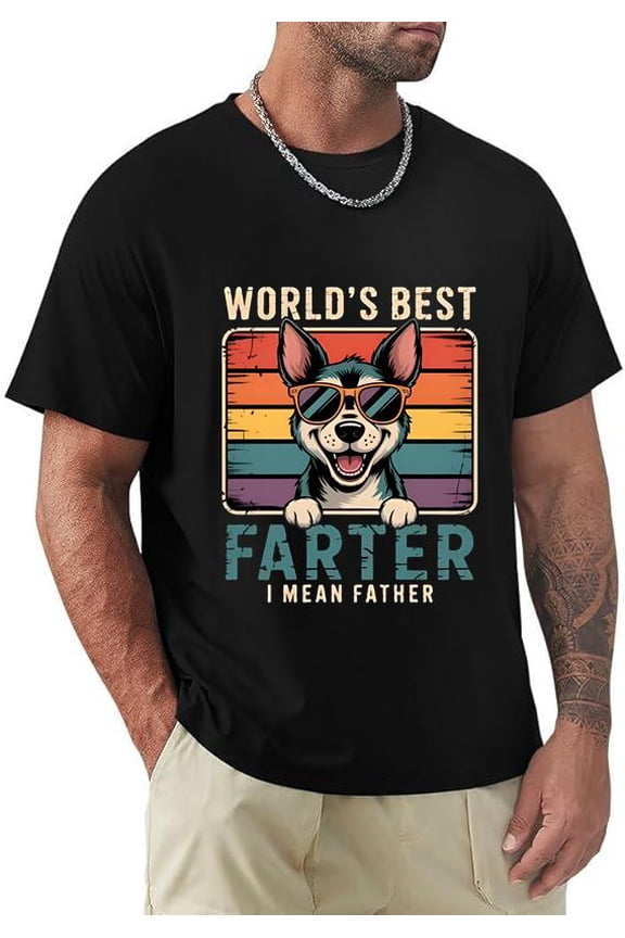 Worlds Best Farter I Mean Father Funny Dad Joke Graphic Top Unisex T-Shirt, for men & women, up to size 5XL.