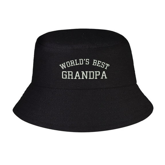 Worlds Best Grandpa Print Summer Bucket Hat for Women Men,Made In USA,Sun Hat For Golf Travel Beach Fishing Hat