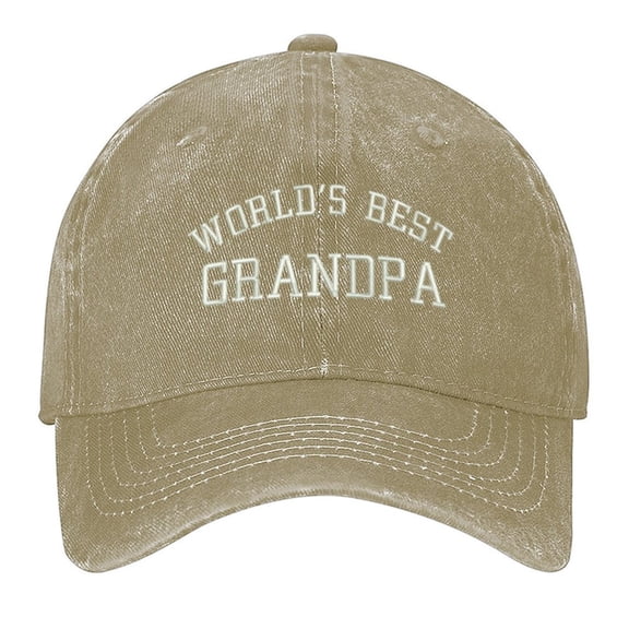 Worlds Best Grandpa Print Vintage Wash Dad Hat Adjustable Curved Brim Baseball Cap,Casual Outdoor Sports Fishing Cap for Men and Women