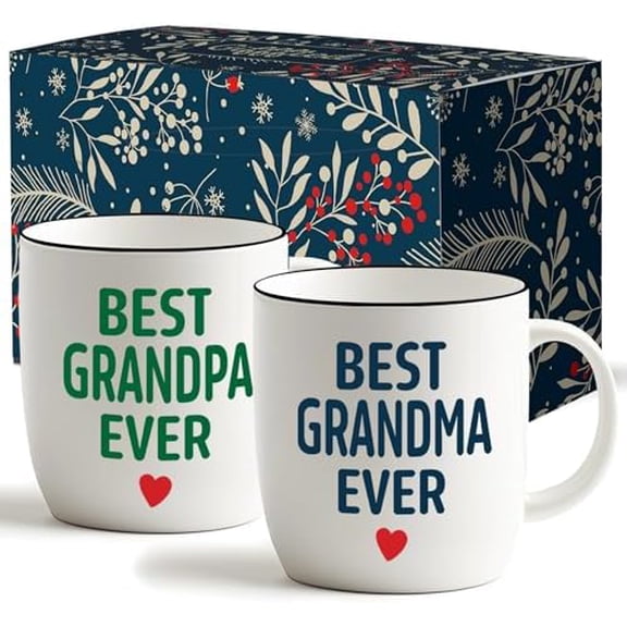 Worlds Best Grandparents Coffee Mugs for Grandma and Grandpa, Gifts Ideas From Grandkids, Grandchildren, New First Time Grandparent Announcement Christmas Valentines Day, Ceramic 380ml