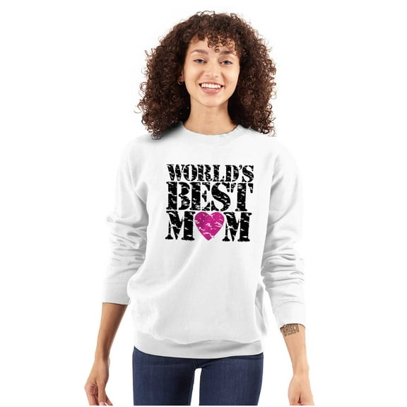 Worlds Best Mom Cool Mother's Day Women Plus Size Crewneck Sweatshirt Brisco Brands 4X