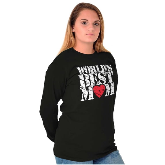 Worlds Best Mom Cool Mother's Day Women's Long Sleeve T Shirt Brisco Brands L