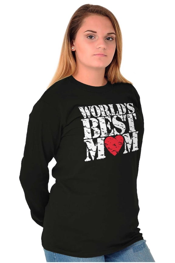 Worlds Best Mom Cool Mother's Day Women's Long Sleeve T Shirt Brisco Brands S
