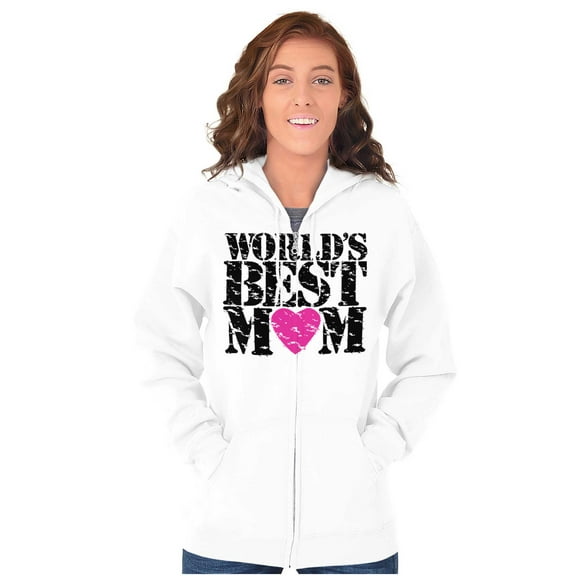 Worlds Best Mom Cool Mother's Day Zip Hoodie Sweatshirt Women Brisco Brands L