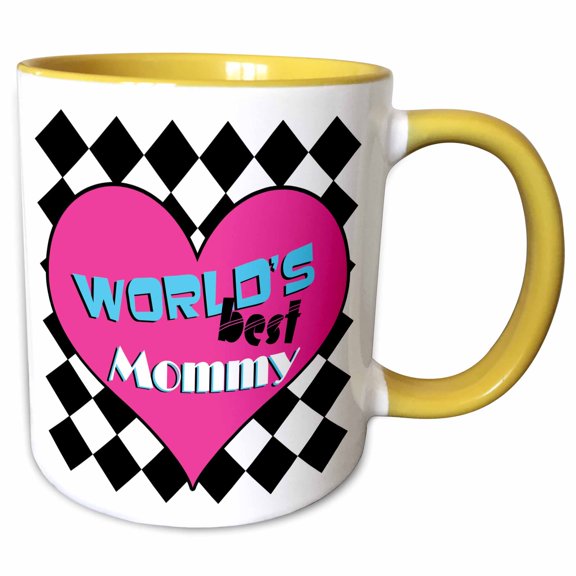 3drose, Worlds Best Mommy, 15oz Two-tone Yellow Mug