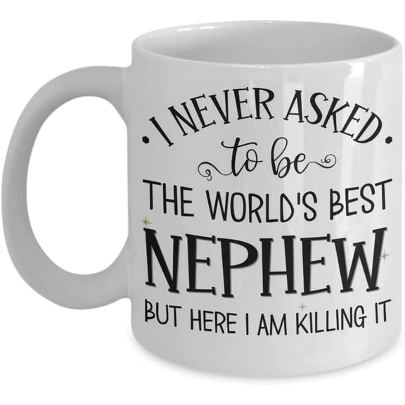Worlds Best Nephew Mug from Aunt Uncle Birthday Christmas Graduation Ideas for Teens Appreciation Keepsake for Him 11 or 15 oz White Ceramic Coffee Cu