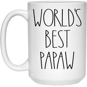 Worlds Best Papaw Mug | Papaw Rae Dunn Style Coffee Cup | Rae Dunn Inspired | The Best Papaw Ever Coffee Mug | Papaw Birthday Mug For Papaw Coffee Mug Tea Cup White 11oz AXTD69O5VJ-11oz