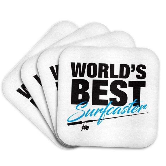 3drose, Worlds Best Surfcaster, Set of 4 Coasters - Soft