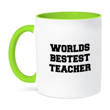 3dRose, Worlds best teacher, 15oz Two-Tone Green Mug