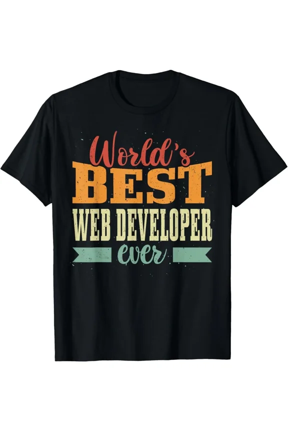 Worlds Best Web Developer Ever Retro Vintage IT Software Coder Unisex T-Shirt, S-5XL