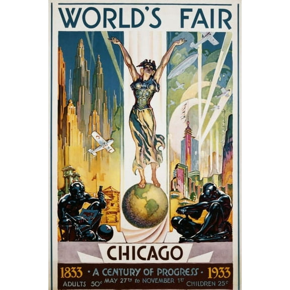 Worlds Fair 1933 Chicago Poster 16In x 24In Medium Art Poster 16x24 Square Adults Poster Time