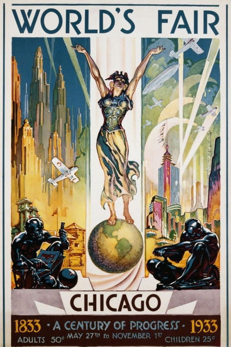 Worlds Fair 1933 Chicago Poster 27Inx40In 27Inx40In for any room 27x40 Square Adults Best Posters