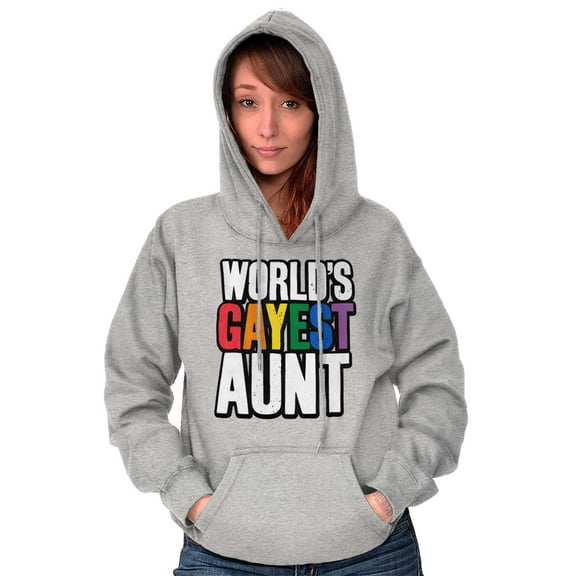 Worlds Gayest Aunt LGBTQ Family Pride Hoodie Sweatshirt Women Brisco Brands S